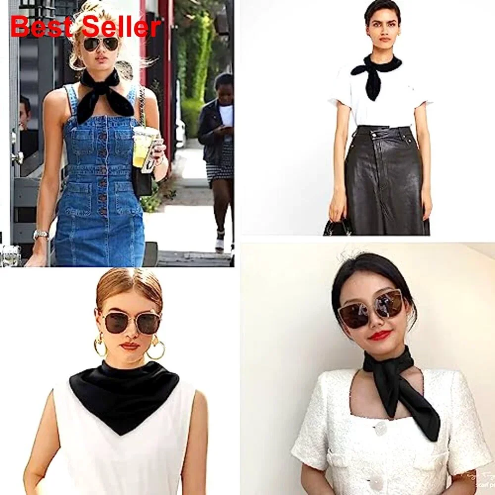 100% Mulberry Silk Scarf Square Neckerchief Hair Accessory